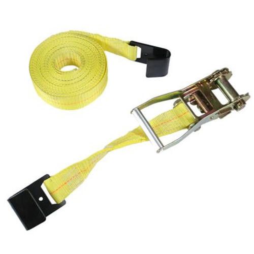Heavy Duty Ratchet Tie Down short fixed end strap w/Flat Hook for Flatbed Truck Trailer