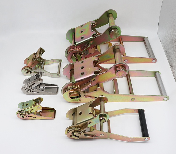 Heavy Duty 2" 50mm 5T Zinc Normal Zinc Plated Plastic Handle Ratchet Buckle