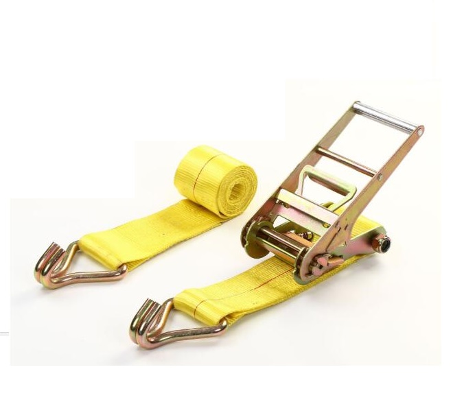 Heavy Duty 3" Ratchet strap w/J wire hook flated truck trailer tie down straps